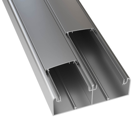 Алюминиевый кабель-канал 140х50 (с 2 крышками), цвет серебристый металлик DKC