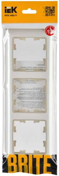 BRITE Рамка 3-мест. РУ-3-Бр беж./жемч. IEK