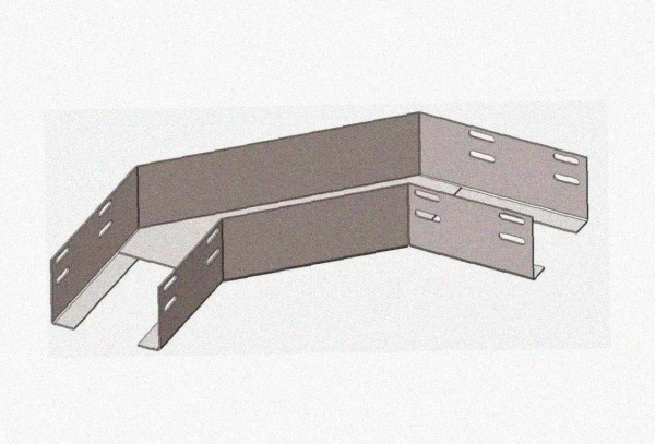 Лоток угловой перфорированный КГ 200х50-135 УТ1,5 поворот на 135, оцинкованный лист, S1,5
