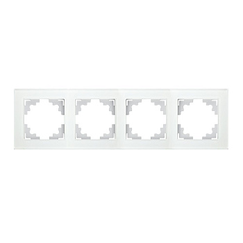 Рамка 4-местная, стекло, STEKKER, GFR00-7004-01, серия Катрин, белый