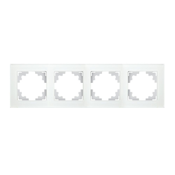 Рамка 4-местная, стекло, STEKKER, GFR00-7004-01, серия Катрин, белый
