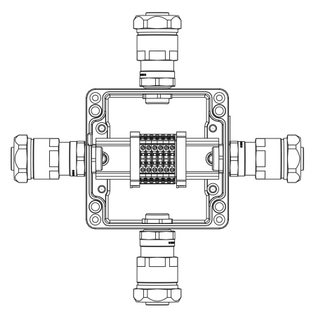 Взрывозащ. клемм. коробка из алюминия TBE-A-12-(6xCBC.2)-1x6018ANP22BKM2SB(A)(B)(C)(D)1Ex e IIC Т5 Gb /Ex tb IIIC T95°C Db IP66 DKC