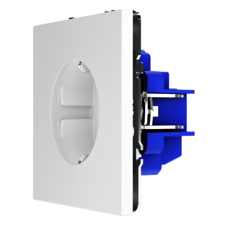 Розетка встраиваемая Voltum S70 с заземлением и защитными шторками, 16А, (белый матовый)