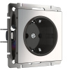 Встраиваемые механизмы Розетка СУ 1 мест. с зазем. и шторками 16А глянцевый никель IP20 Werkel