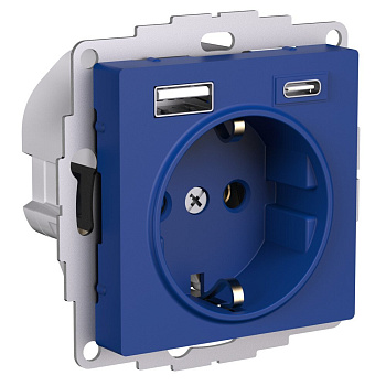 ATLASDESIGN Розетка 16А с двумя портами USB A+C (2.4А и 1.5А), аквамарин Schneider Electric ATLASDESIGN Розетка 16А с двумя портами USB A+C (2.4А и 1.5А), аквамарин Schneider Electric