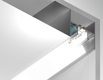 Алюминиевый профиль для натяжного потолка GP4050AL серебро/матовый рассеив. 2000*51.27*34, 2 заглушки в компл. (для ленты до 12мм) Ambrella Light