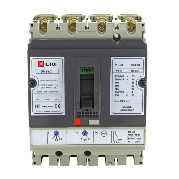 Выключатель автоматический ВА-99C (Compact NS) 100/ 50А 3П+N 36кА EKF PROxima