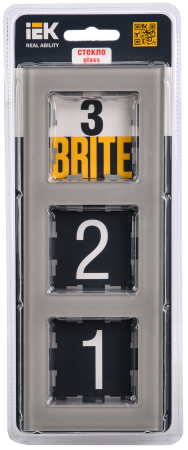 BRITE Рамка 3-мест. РУ-3-2-БрД стекло дым. IEK