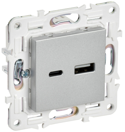 SKANDY Розетка USB A+A 3,1А SK-R15S серебряный IEK SKANDY Розетка USB A+A 3,1А SK-R15S серебряный IEK