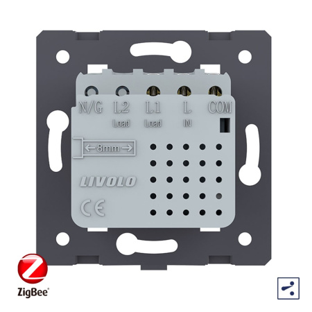 Одноклавишный проходной сенсорный выключатель ZigBee Module, цвет золотой (механизм) Livolo