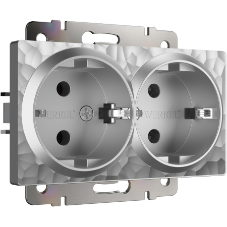 Hammer Механизм розетки без лицевой панели СУ 2 мест. с зазем. 16А серебряный IP20 Werkel