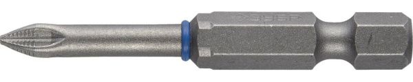 Биты "ЭКСПЕРТ" торсионные кованые, обточенные, хромомолибденовая сталь, тип хвостовика E 1/4", PZ1, 50мм, 2шт ЗУБР