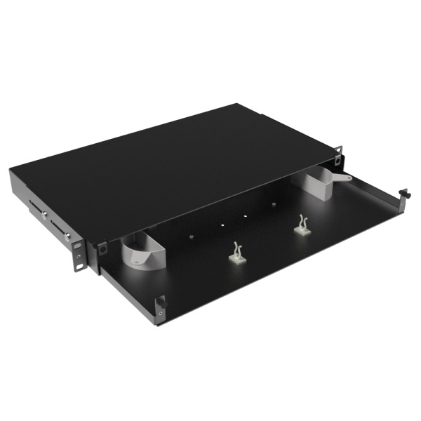 Оптическая полка выдвижная, без лицевой панели, неукомплектованная, 1U, черная DKC