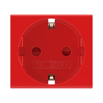 Розетка силовая 2Р+Е, со шторками, «Viva», 2 мод., красная DKC