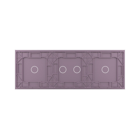 Панель для трех сенсорных выключателей, 4 клавиши (1+2+1), цвет розовый, стекло Livolo