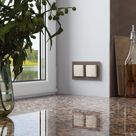 Favorit Рамка на 2 поста (латте, стекло) Werkel