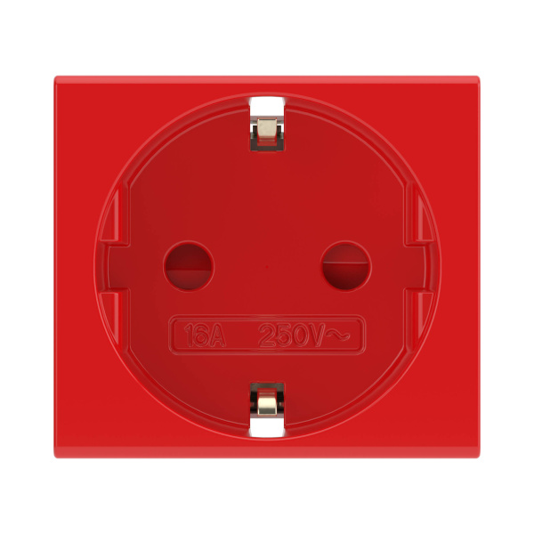 Розетка силовая 2Р+Е, со шторками, «Viva», 2 мод., красная DKC