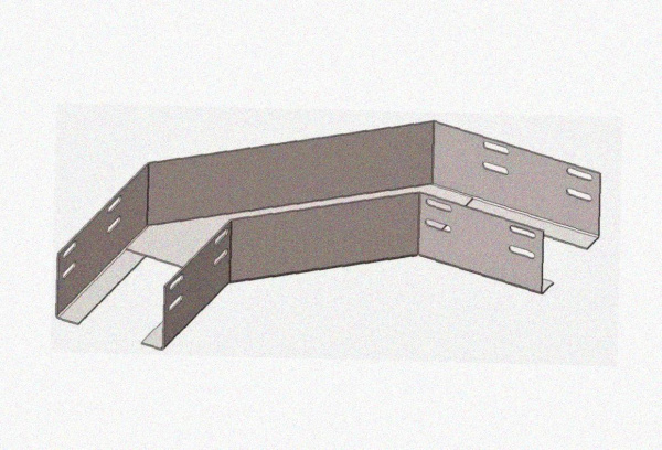 Лоток угловой замковый перфорированный КГЗ 100х80-90 УТ1,5 поворот на 90, оцинкованный лист, S1,5