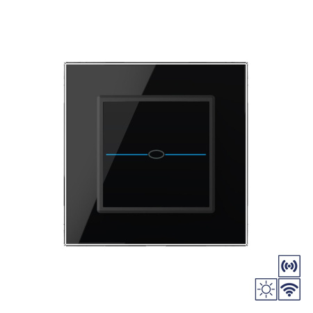 Сенсорный импульсный радиоуправляемый выключатель Quadro сухой контакт 1 клавиша Черный Livolo