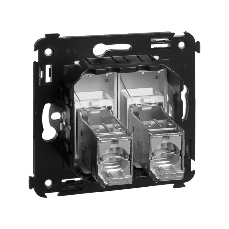 Компьютерная розетка RJ-45 в стену, кат.5e двойная экранированная,"Avanti", "Закаленная сталь" DKC