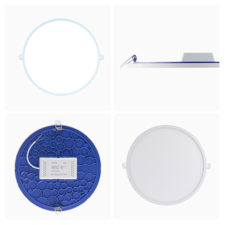 06-56 Светодиодная панель встраиваемая круглая 220В, 24Вт, CRI:80Ra, 1920Лм, Ф 220/208 мм, алюминиевый корпус, изолированный драйвер, 6500K APEYRON