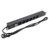 Блок розеток PDU TERACOM 19" 1U 16А/250В 6 розеток Schuko с выключателем шнур питания длиной 2 метра сечение 3x1,5 мм2 вилка Schuko корпус пластик чер