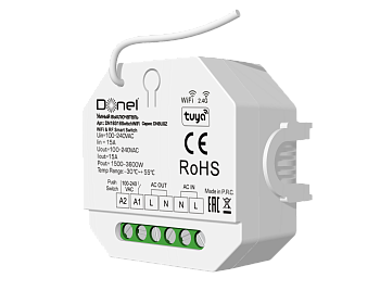 Donel Умный выключатель Wi-Fi+RF+Push, AC 230В 1 канал.16А, макс.мощность 3600Вт, серия:DN8UGZ