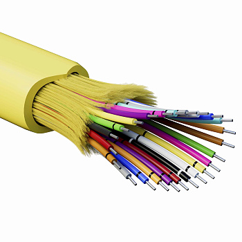 Кабель волоконно-оптич., расп.,арамидные упр.нити, внутр., нг(А)-HF, 24 ОВ, категорияOS5 (G.652.D) плотный буфер, 0,4 кН, барабан 2000 м DKC