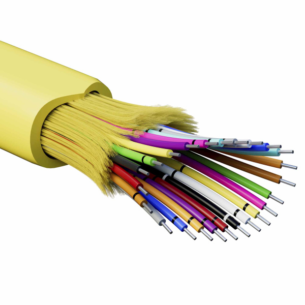 Кабель волоконно-оптич., расп.,арамидные упр.нити, внутр., нг(А)-HF, 24 ОВ, категорияOS5 (G.652.D) плотный буфер, 0,4 кН, барабан 2000 м DKC