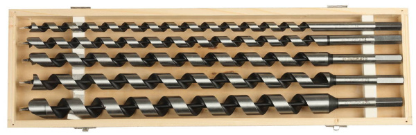 5 шт, d 12-14-18-20-25 мм, набор сверл левиса по дереву, шестигранный хвостовик ЗУБР