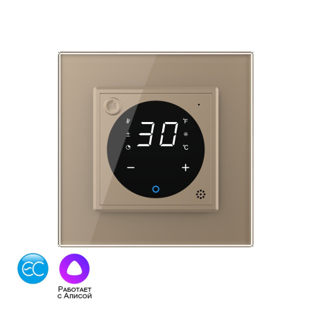 Умный терморегулятор пола EC 16А, сенсорное управление, датчик воздуха, 1 пост, цвет золотой Livolo