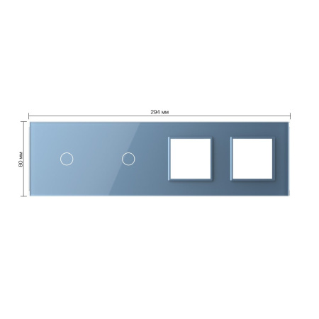 Панель для 2-х сенсорных выключателей и 2-х розеток, 2 клавиши (1+1), цвет синий, стекло Livolo