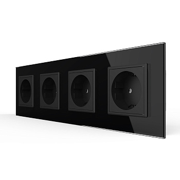 Розетка 4 модуля Черная Livolo