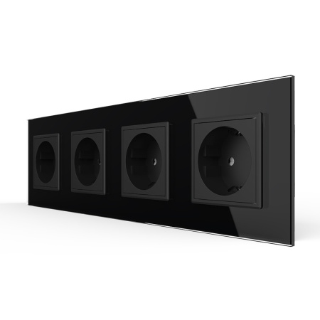 Розетка 4 модуля Черная Livolo