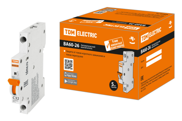 Выключатель автоматический ВА МОД ВА60-26-14 1П 32А 4,5кА С компакт TDM