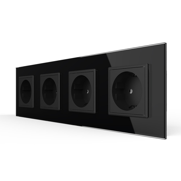 Розетка 4 модуля Черная Livolo