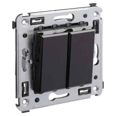 Переключатель двухклавишный в стену, "Avanti", "Черный квадрат" DKC