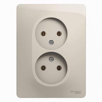 GLOSSA  Розетка СУ 2 мест. без зазем. в сборе 16А молочный IP20 Schneider Electric