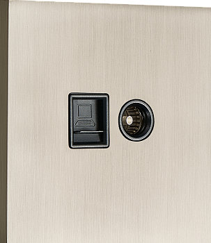 Donel N96 Комбинированая розетка TV + RJ45 (двойная) cat.6/ClassE, Никель, серия DT