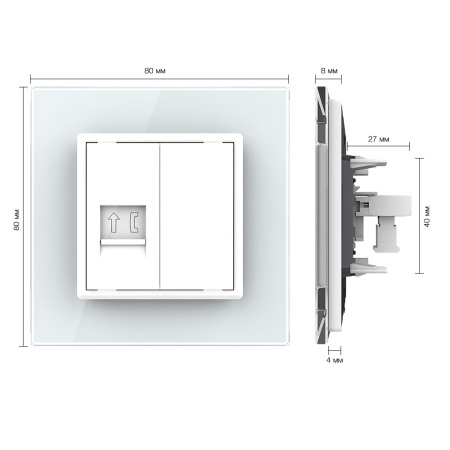Розетка телефон Белая Livolo