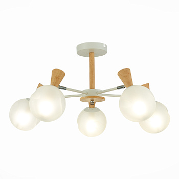 Люстра потолочная Белый, Светлое дерево/Белый E14 5*40Вт SLE220702-05 EVOLUCE