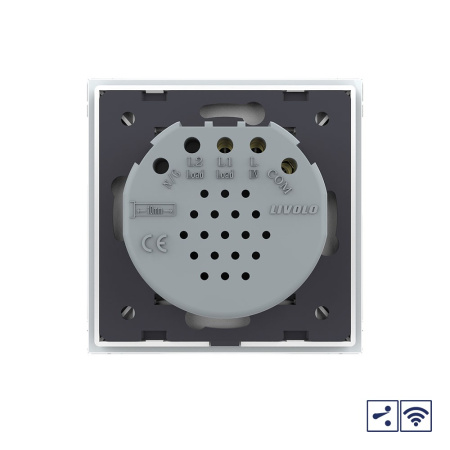 Сенсорный проходной радиоуправляемый выключатель Quadro 1 клавиша 1 пост Белый Livolo