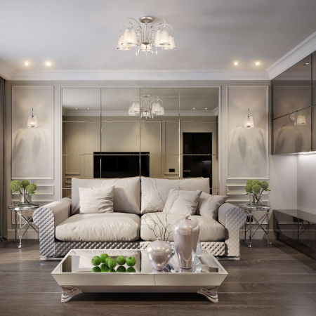 Потолочная люстра с абажурами 5*E14 40Вт серебряный IP20 Liona (60065/5 серебро) Eurosvet