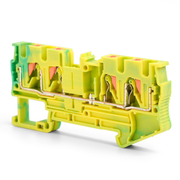 Зажим пружинный, 4-проводной проходной ЗНИ - 4, JXB PT 4, желтый,зеленый LD574-1-40 STEKKER