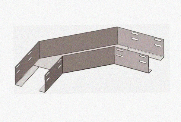 Лоток угловой глухой КГГ 300х150-90 УТ1,5 поворот на 90, оцинкованный лист S1,2