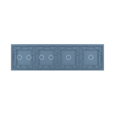Панель для четырех сенсорных выключателей, 6 клавиш (1+1+2+2), цвет синий, стекло Livolo