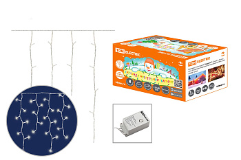 Гирлянда новогодняя "Бахрома" 2,5х0,6 м, белый свет, 8 режимов, наружное использование, IP44, TDM