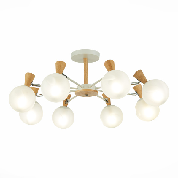 Люстра потолочная Белый, Светлое дерево/Белый E14 8*40Вт SLE220702-08 EVOLUCE