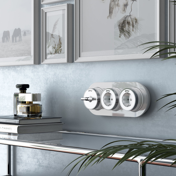 Розетка с заземлением (белый матовый/хром) Vintage ОУ IP20 Werkel