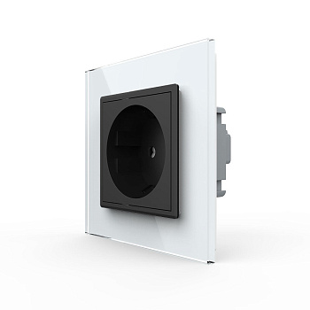 Розетка Livolo 1 пост Черная с белой рамкой VL-C7C1EU-12/11